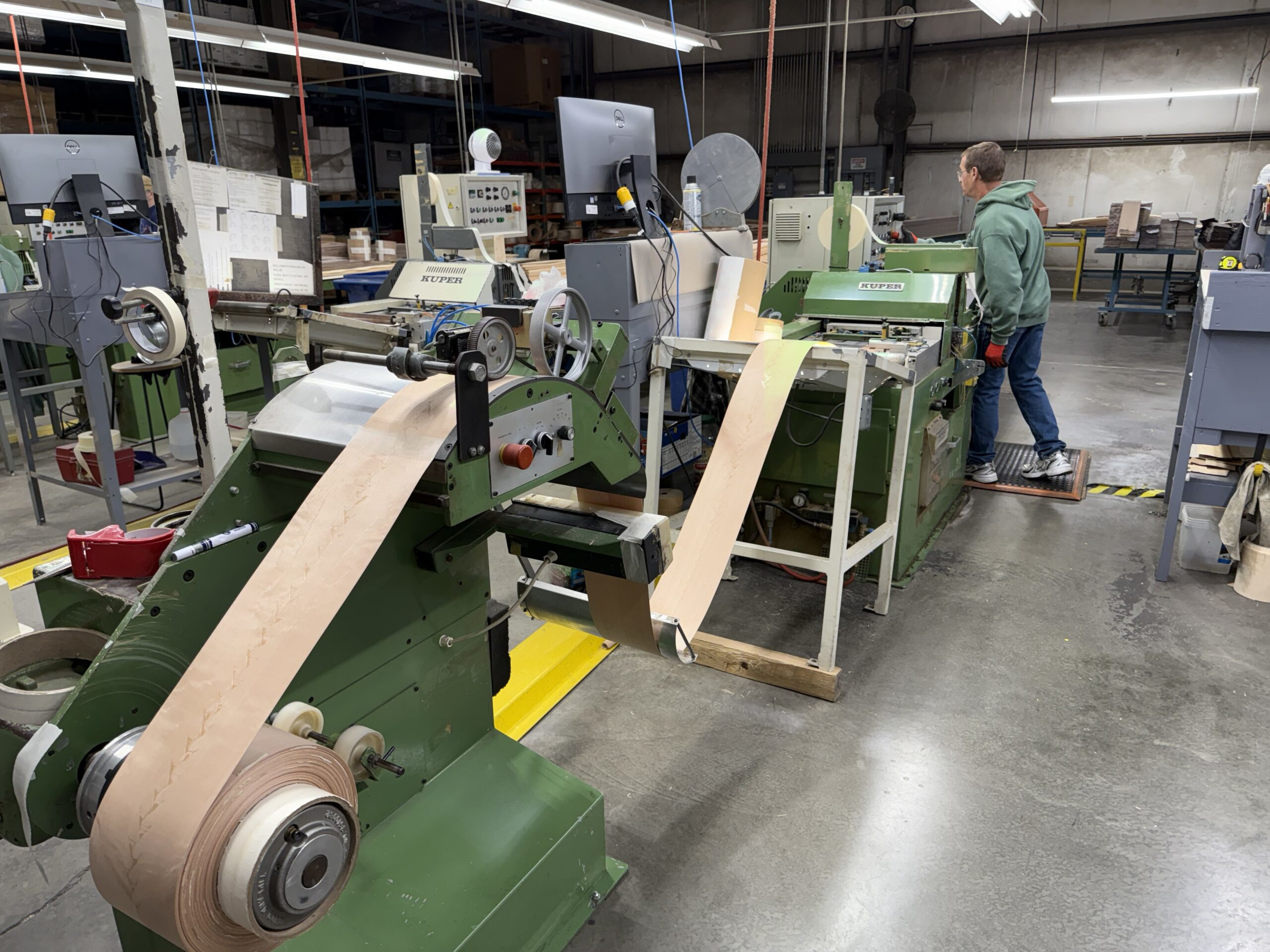 A finger jointer making a large master roll of veneer